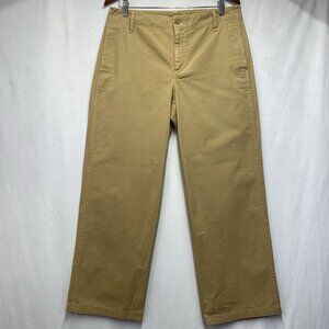 J.Crew High-Rise Wide Leg Khaki Chino Pants Women Size 29 Beige Flat Front New